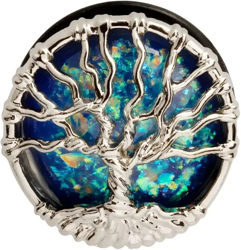 Vista 2 de KUBOOZ expansores para oreja, planeta azul y árbol plateado, túneles para perforación