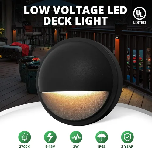 Vista 2 de GKOLED Luces LED de Cubierta de Bajo Voltaje, Luz de Barandilla de Escalón de Paisaje con Chips LED Integrados de 2W, Accesorios de Iluminación