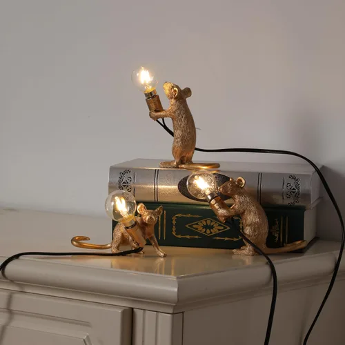 Vista 7 de Moderna lámpara de ratón de resina con luces de mesa, lámparas de escritorio creativas, decoración de regalo de mesita de noche, dormitorio LED