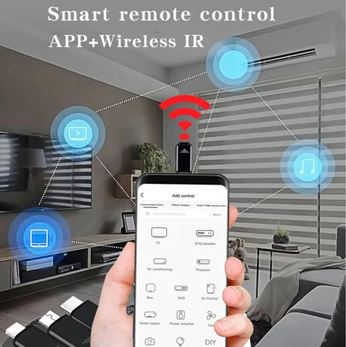 Vista 4 de R09 Mini Adaptador de Control Remoto IR para Smartphone para Teléfono Inteligente Android Mini Control Universal Infrarrojo Todo en Uno para Aire