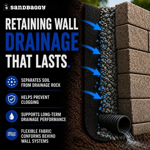 Vista 4 de Sandbaggy Tela geotextil no tejida de 8 onzas para paisaje, fabricada en Estados Unidos, tela de grado industrial con protección UV de 50 años