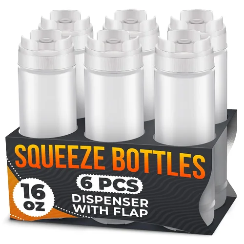 Vista 16 de Paquete de 3 botellas de plástico para condimentos de 8 onzas, botellas recargables para chorros con punta estrecha, resistentes a fugas, ideales