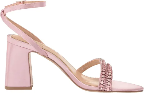 Vista 6 de Jewel Badgley Mischka Rosa - Sandalia de tacón con correas de piedras preciosas