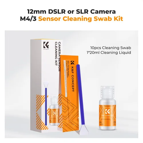 Vista 2 de K&F CONCEPT Hisopos de Limpieza de Sensor Micro Cuatro Tercios 4/3 de 12mm (0.47 pulgadas)*10 + Limpiador de Sensor de 20ml (0.7 fl oz), Kit