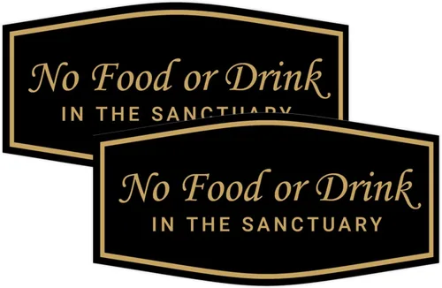 Vista 12 de Fancy No Food Or Drink In The Sanctuary Letrero (Negro) - Pequeño (paquete de 1)
