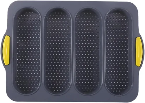 Vista 8 de Molde de pan de silicona de 4 cavidades, sartén antiadherente para pan de masa madre y sartén para pan baguette resistente al calor, moldes para pan