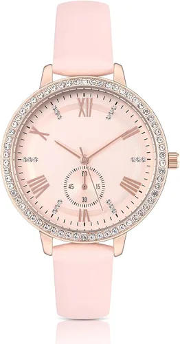 Vista 9 de Relojes para mujer, correa de cuero, relojes de cuarzo de lujo, impermeables, a la moda, reloj de pulsera creativo para mujeres y señoras