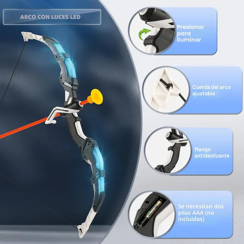 Vista 2 de Bow and Arrow Set for Kids, 2-Pack LED Light Up Archery Set for Boys Girls Azul y verde
