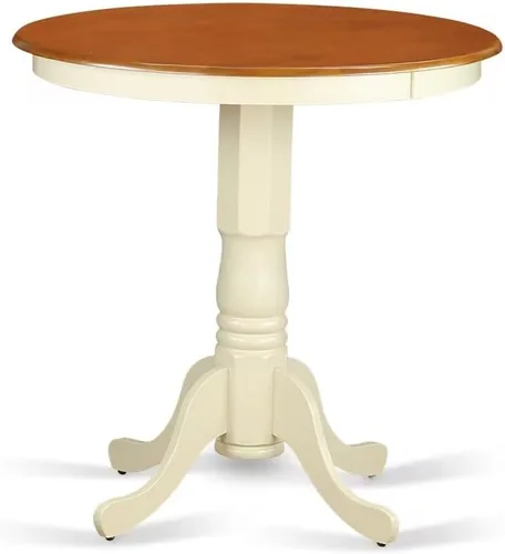 Vista 5 de East West Furniture EDT-BLK-TP Eden - Mesa de comedor redonda con base de pedestal, 30 x 30 pulgadas, color negro y cereza