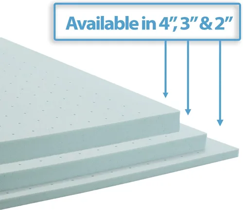Vista 4 de Nestl Cubrecolchón de espuma viscoelástica con infusión de gel, protector de colchón de diseño ventilado, 2 pulgadas, tamaño individual, azul