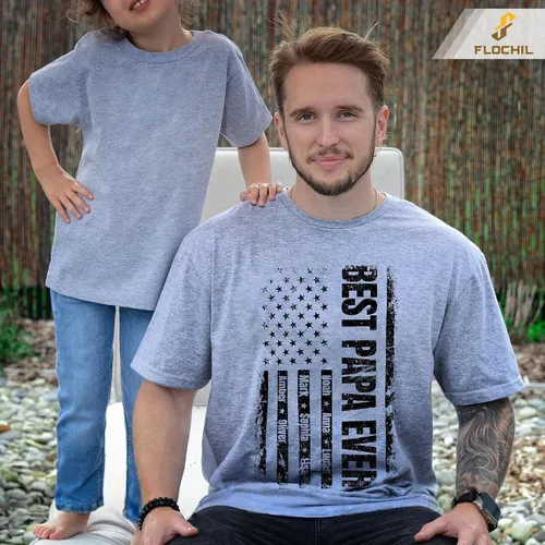 Vista 2 de FLOCHIL Camisa personalizada para papá para hombres, personalizada con nombres de niños, camiseta del día del padre, regalos
