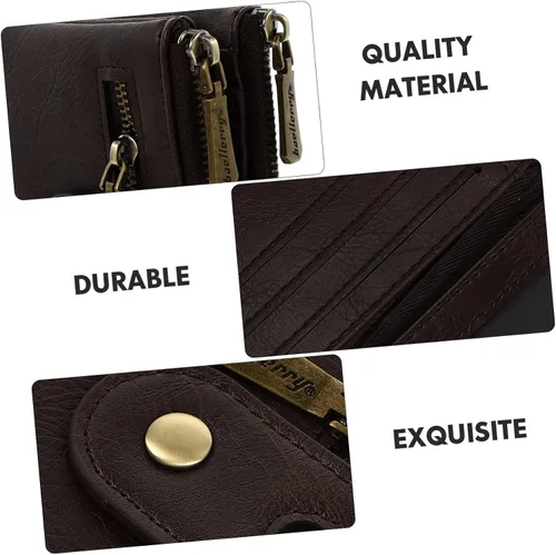 Vista 4 de TENDYCOCO Cartera multiherramienta con cremallera, 2 unidades, estilo vintage, para hombres, tarjetas, para negocios, a la moda, Coffeex6pcs
