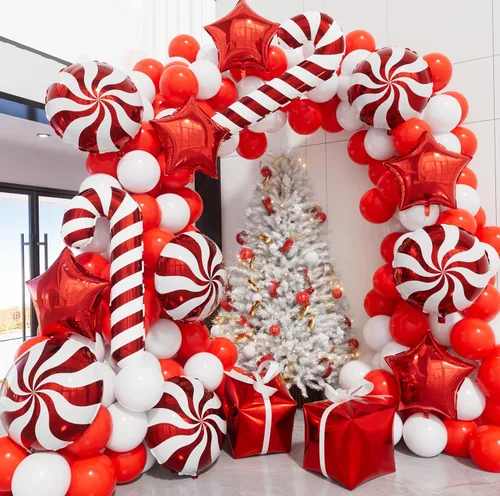 Vista 14 de Kit de arco de guirnalda de globos de Halloween, 116 piezas de arco de globos naranja y negro blanco, globos de papel de aluminio con estrella