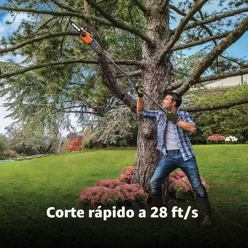 Vista 2 de Sierra de poste WORX, sierra de poste eléctrica de 10 pulgadas de 8 amperios, hasta 10 pies, velocidad de cadena de 28 pies/s