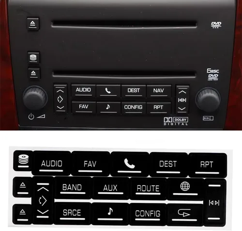 Vista 2 de Calcomanías de reparación de botones de CA y multimedia compatibles con Cadillac Escalade EXT ESV 2007-2014 con control de clima y reparación