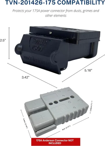 Vista 4 de Trailer Vision 175A Anderson Plug Mount - Cubierta de conector Anderson de 175 amperios con LED - Compatible con SB 175, calibre de cable 2-1/0 AWG