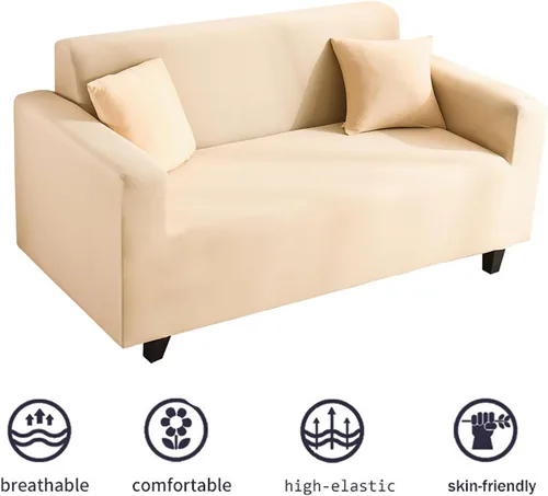 Vista 6 de Fundas de sofá de color liso, funda elástica para sofá, protector universal de muebles, suave, lavable, con parte inferior elástica, fundas de sofá