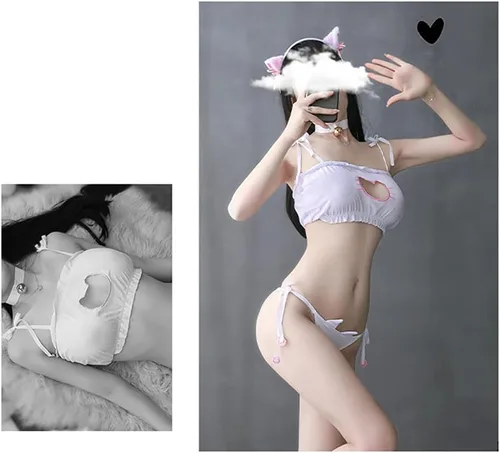 Vista 2 de Lencería japonesa de anime lindo traje de gato Cosplay traje de anime bikini sexy