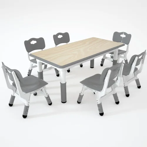 Vista 8 de Mesa y sillas para niños, Mesa y sillas para niños, Mesa y sillas para niños, Mesa para niños (6 sillas), Juego de mesa y silla para niños de 5 a 8