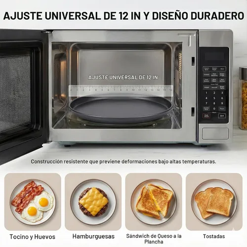Vista 6 de MACONEE Sartén Crisper Universal para Microondas de 12 pulgadas/Utensilios de Cocina para Microondas Plato Crujiente Sartén, Cocina para Microondas