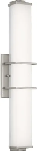 Vista 3 de Progress Lighting Phase 2.2 LED Collection - Lámpara de tocador de baño moderna con pantalla blanca de 24 pulgadas, níquel cepillado