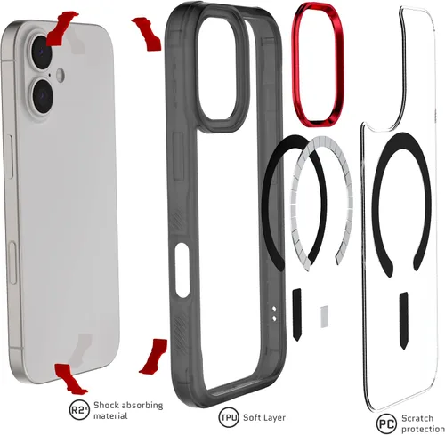 Vista 26 de Ghostek Covert Clear - Funda transparente para iPhone 15 Plus, silicona a prueba de golpes, compatible con accesorios Apple MagSafe, funda Negro