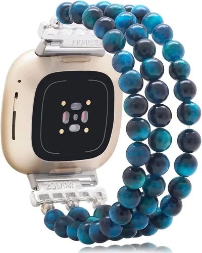 Vista 7 de C&L Accessories Pulseras compatibles con bandas Fitbit Versa 3/Versa 4/Fitbit Sense 2/Bandas Sense para mujeres y hombres con cuentas de piedras
