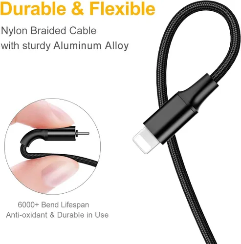 Vista 6 de Puxnoin Cable de carga múltiple, paquete de 2 cables de carga 4 en 1 de 4 pies para múltiples dispositivos, cable de carga universal trenzado
