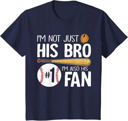 Vista 90 de Camiseta Baseball Brother I'm Not Just His Bro I'm His Number One Fan, Negro