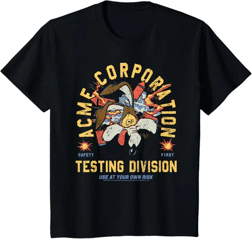 Vista 13 de Looney Tunes Wile E. Coyote Acme Co. Camiseta de la División de Pruebas Negro