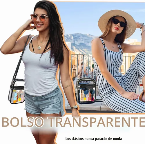 Vista 2 de LWWTBS Bolso cruzado transparente – Bolsa deportiva de concierto aprobada por estadios para mujer con correa ajustable