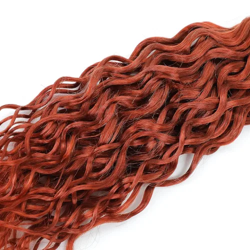 Vista 3 de Paquete de cabello humano ondulado #350, color naranja quemado, 10 pulgadas, doble trama rizado, 100% cabello humano brasileño, 1 paquete