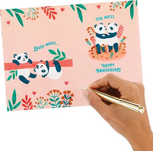Vista 7 de Hallmark Tarjeta de aniversario (almas gemelas, pandas)