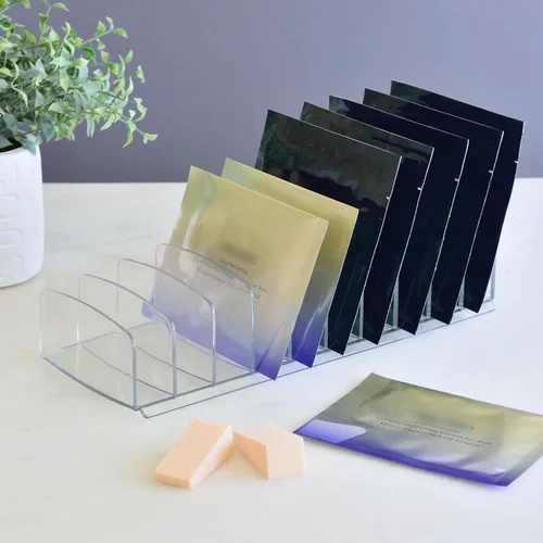 Vista 3 de Youngever Organizador de paleta de maquillaje de plástico grande, soporte para sombra de ojos transparente, organizador de paleta de cosméticos
