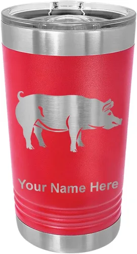 Vista 13 de LaserGram Vaso de pinta aislado al vacío de 16 onzas, cerdo, grabado personalizado incluido (negro) Engraved Gift, Vacuum Insulated Stainless