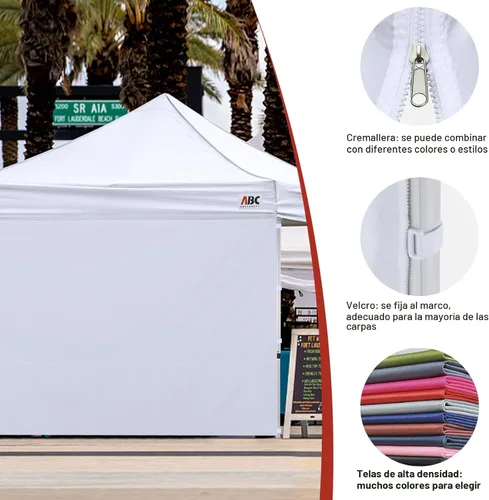 Vista 6 de ABCCANOPY - Toldo desplegable para el sol 10'x 10', pared lateral de 10' (1 panel), más de 15 colores, con cintas para sujetar de la estructura