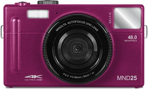 Vista 7 de Minolta Cámara digital de enfoque automático de 48 MP con espejo selfie, video 4K Ultra HD, zoom digital de 16x, LCD de 3.0 pulgadas, detección