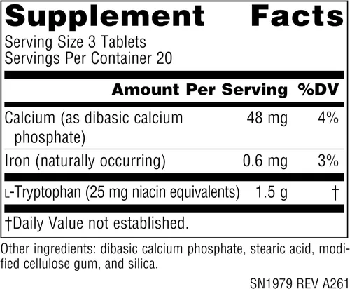 Vista 2 de Source Naturals L-triptófano, para el estado de ánimo, la relajación y el sueño*, 500 mg - 60 tabletas
