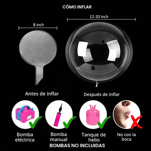 Vista 4 de 20 globos transparentes Bobo para rellenar con confeti, globos de piscina de burbujas de 20 pulgadas, globos de plástico elásticos para fiestas
