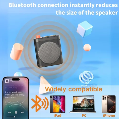 Vista 5 de Amplificador de voz inalámbrico para profesores con micrófono de solapa magnético, altavoz recargable portátil, Bluetooth 5.3, cancelación de ruido