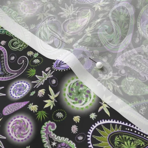 Vista 5 de Spoonflower Tela: 420 cachemira grande de marihuana con estampado de cachemira en tela de gasa, cuarto grueso, vestidos de moda, decoración del hogar