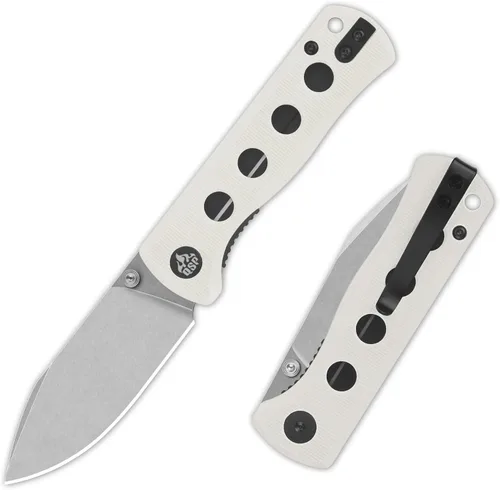Vista 25 de QSP Canary Folder - Cuchillo plegable de bolsillo, hoja de 7.21 cm Sandvik 14C28N con acabado negro lavado a la piedra, mango G10 negro, bloqueo