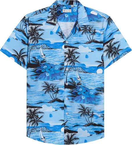 Vista 30 de Alimens & Gentle - Camisa de algodón estilo hawaiano para hombre, casual, de manga corta, ajuste regular 1609 rojo
