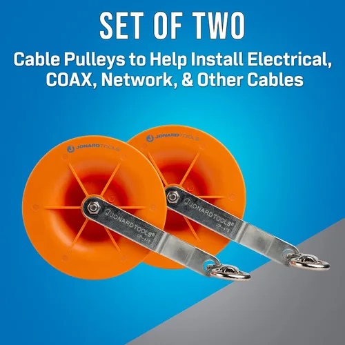 Vista 2 de Jonard Tools CP-475 Juego de poleas de cable (paquete de 2) para cables eléctricos, de red y coaxiales de bajo voltaje, instalación de cables