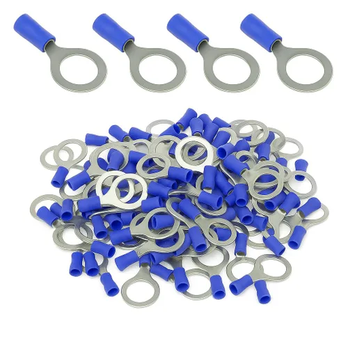 Vista 4 de ANGSTROM Terminales de anillo de perno de 1/2", conectores de crimpado eléctricos aislados, 100 piezas (12-10ga amarillo)