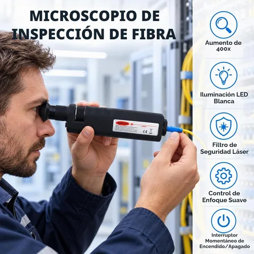 Vista 2 de 400x Herramienta de inspección de microscopio de fibra óptica de mano Microscopio portátil Herramientas de fibra óptica Microscopio de bolsillo
