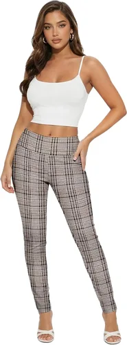 Vista 26 de Hybrid & Company Pantalón elástico súper cómodo con cintura elástica completa, de sarga milenaria 10571-Negro Blanco