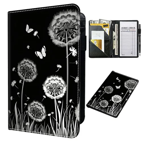 Vista 18 de Libro para camarera con bolsillo con cremallera, de piel sintética, lindo libro para camarera, libros de servidor, restaurante, soporte para cheques