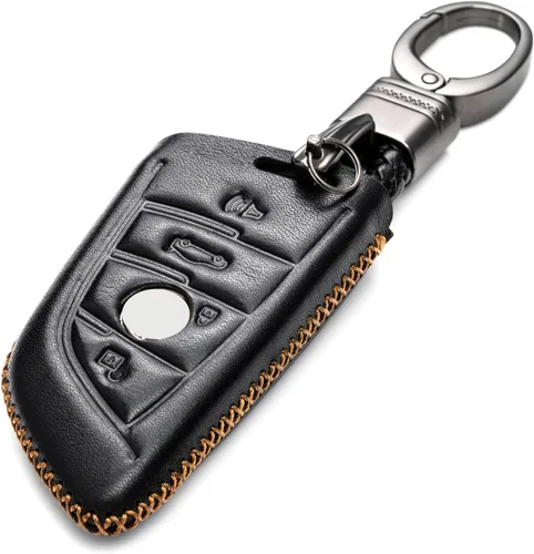 Vista 2 de Vitodeco Funda de llave inteligente de cuero compatible con BMW Serie 2, 3, 5, 6, 7 M, X1, X3, X4, X5, X6, X7 2014-2022