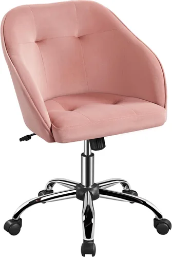 Vista 12 de Yaheetech Silla de oficina de altura ajustable con respaldo medio, giratoria, grande, silla de escritorio, silla de computadora con ruedas